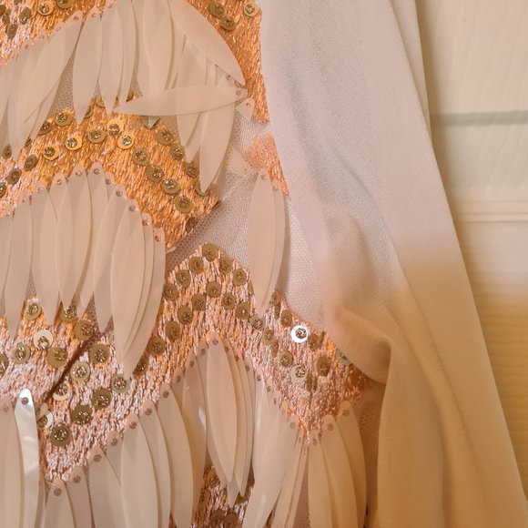 Imported Turkish Party21 Silk Ruffle Knee Length Dress w/Multi Shimmer Sequin 6 - Picture 10 of 17